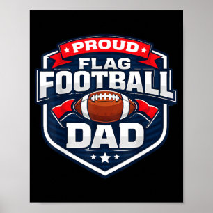 Poster Papa de football à drapeau fier, drôle, fils, fill