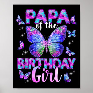 Poster Papa de la famille papillon de la fille qui fête s