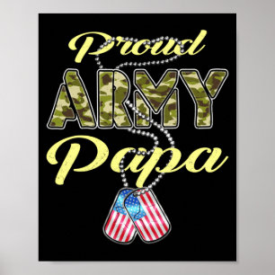 Poster Papa de l'armée fier drapeau camouflage médaillon
