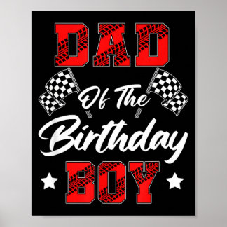 Poster Papa de voiture de course du garçon qui fête son a