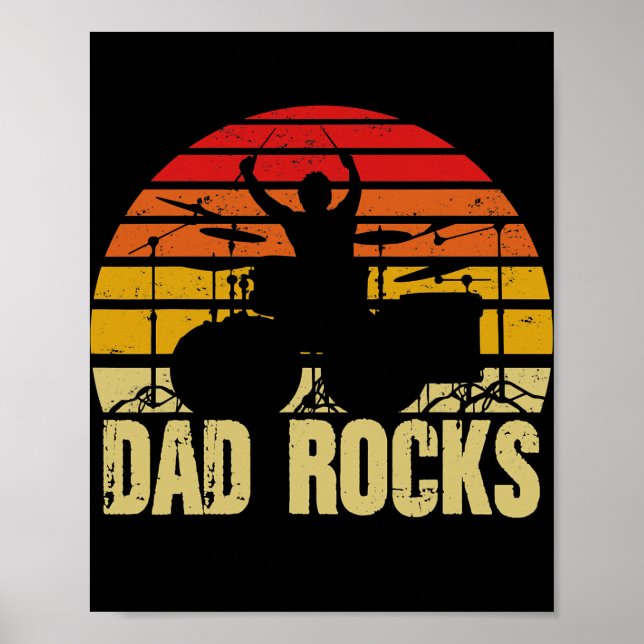 Poster Papa Fête des pères Kit Tambours Musique Drôle Idé (Devant)