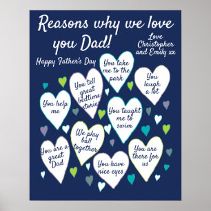 Poster Papa Fête des pères Raisons Nous Aimons Cadeau