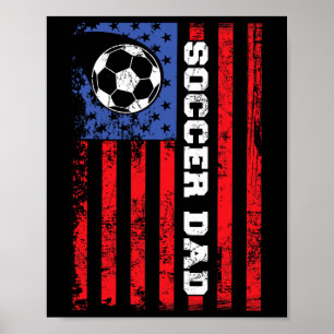 Poster Papa foot Usa Drapeau Fête des pères américain 