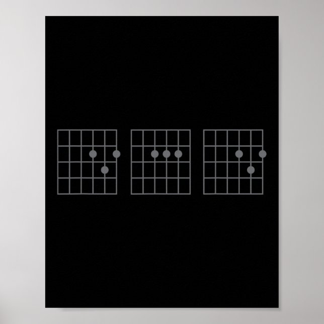 Poster Papa Jamais Fête des pères Chemise Guitare Chord R (Devant)