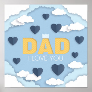 Poster Papa, je t'aime, fête des pères cadeau