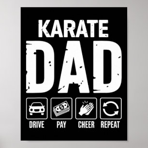 Poster Papa Karaté Conduire Payer Acclamer Papa D'un Comb