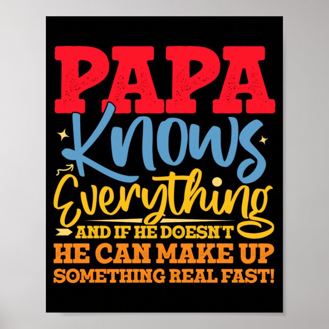 Poster Papa Know Everything Fathers Day Cool Father Funny (Devant)