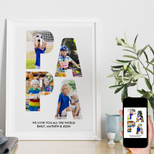 Poster PAPA Lettre Cutout Photo Collage Nom des petits-en