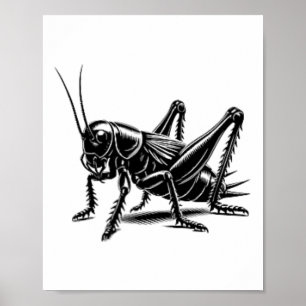 Poster Papa Maman amateur de cricket - Cricket monochrome
