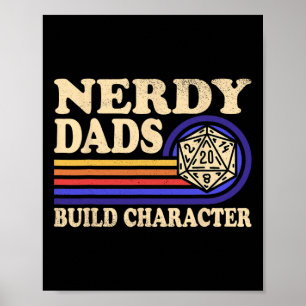 Poster Papa nerd jeu de rôle jeu D20 jeux de société drôl