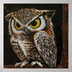 Poster Papa Owl, Bird Wise Feathes