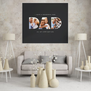 Poster Papa photo typographie moderne enfant cadeau noir