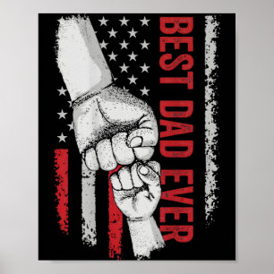 Poster Papa poing levé drapeau américain patriotique