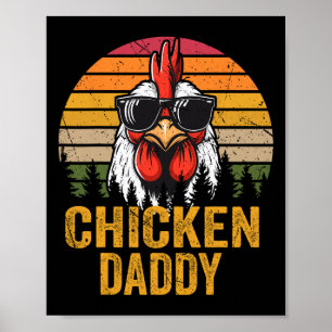Poster Papa Poule Coq Vintage Pour Papa Agriculteur Père