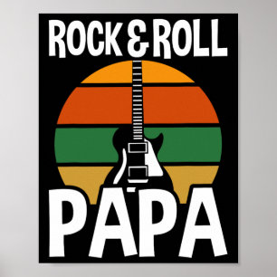 Poster Papa Rock N Roll Vintage Rétro Guitare Fête Des Pè