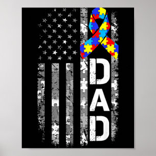 Poster Papa sensibilisation à l'autisme drapeau États-Uni