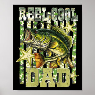 Poster Papa super cool drôle pêche bass (sur le dos)