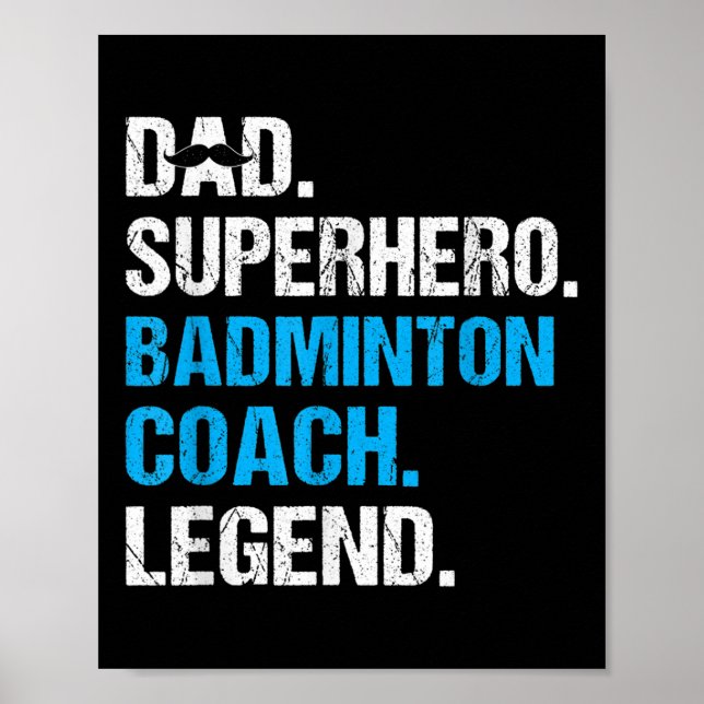 Poster Papa Superhero Badminton Entraîneur Funny Badminto (Devant)