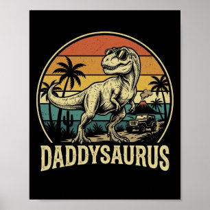 Poster Papa Trex Dinosaure Papasaurus Rétro Fête des Père