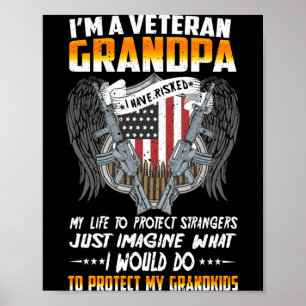 Poster Papa vétéran homme fier papa vétéran américain