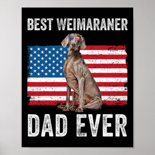 Poster Papa Weimaraner Drapeau Américain Amoureux des Chi