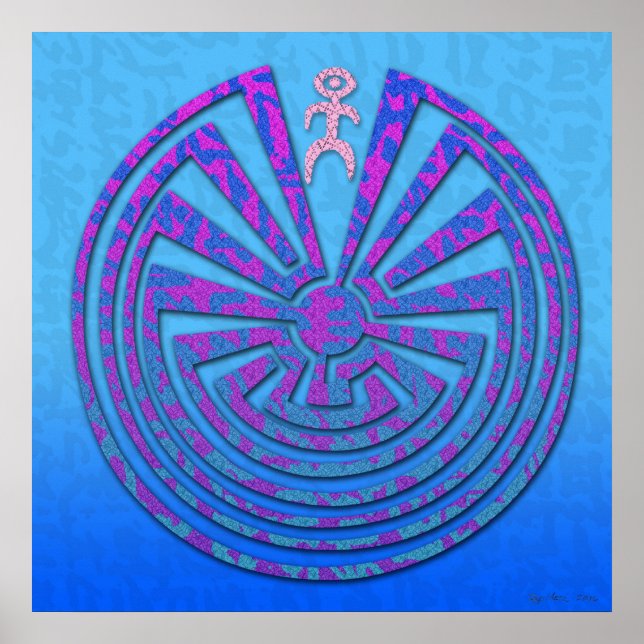 Poster Papago Maze bleu et violet (Devant)