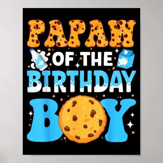 Poster Papaw Of The Birthday Boy Milk And Cookies 1st Bir (Devant)