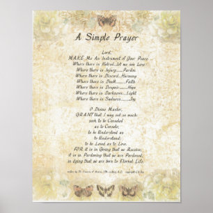 Poster PAPE FRANCIS= ST FRANCIS PRAYER=Butterfly SIMPLE