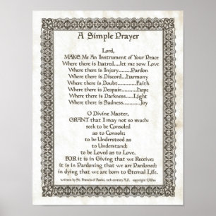 Poster PAPE FRANCIS= ST FRANCIS PRAYER=Parchment SIMPLE