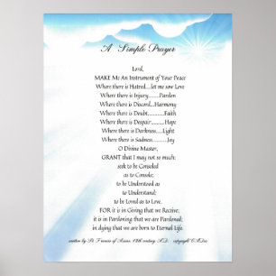 Poster PAPE FRANCIS= ST FRANCIS PRAYER=Sunbeam SIMPLE
