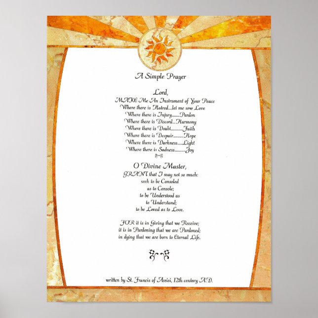 Poster PAPE FRANCIS=ST. PRIÈRE SIMPLE FRANCIS=Bambou2 (Devant)