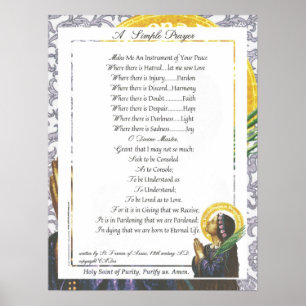 Poster PAPE FRANCIS=ST. PRIÈRE SIMPLE FRANCIS=Pureté