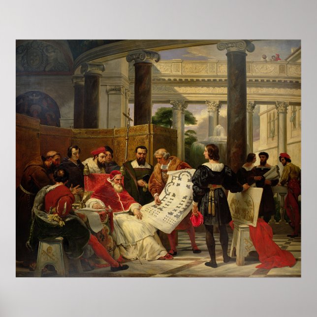Poster Pape Julius II ordonnant Bramante (Devant)