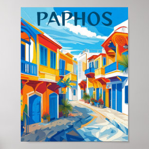 Poster Paphos City, Chypre souvenir
