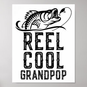 Poster Papi super cool de pêche à la bobine drôle rétro 