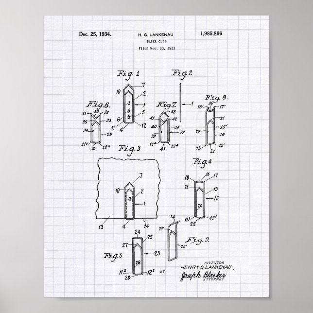 Poster Papier 1933 Art Brevet - Poivre Lined (Devant)