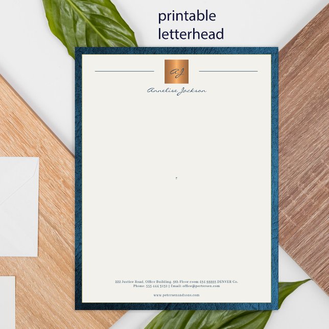 Poster Papier à lettres imprimable monogrammé moderne or  (Créateur téléchargé)