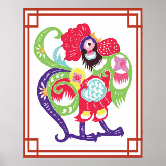 Poster Papier chinois Zodiac Rooster