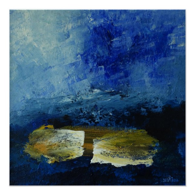Poster Papier d'affiche bleu 51 cm x 51 cm (Devant)