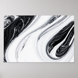 Poster papier d'affiche de valeur en marbre blanc noir (m