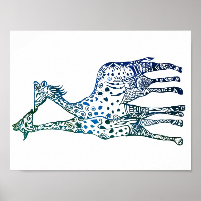Poster Papier d'affiche de valeur Les Giraffes Kiss Art D (Devant)