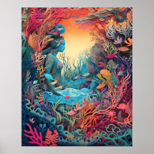 Poster Papier d'art 3D Mermaid
