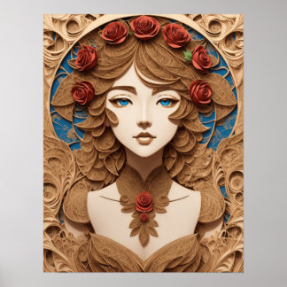 Poster papier de portrait féminin