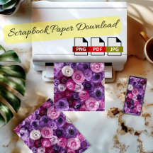 Papier de scrapbooking floral rose violet à téléch