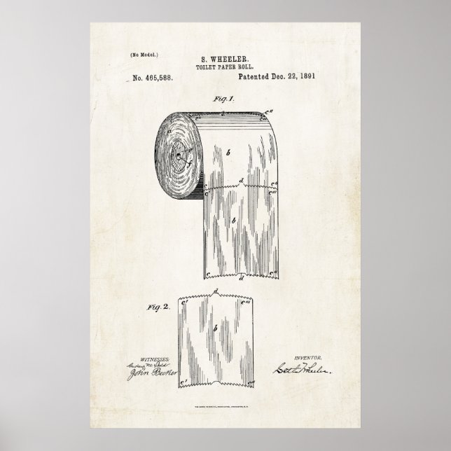 Poster Papier de toilette Brevet de rouleaux Imprimer l'a (Devant)