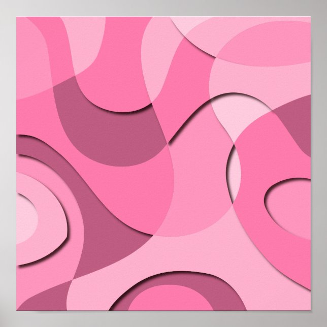 Poster Papier découpé Abstrait rose moderne (Devant)