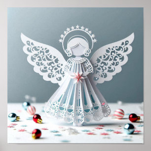 Poster Papier dentelle Ange Artisanat de Noël Art
