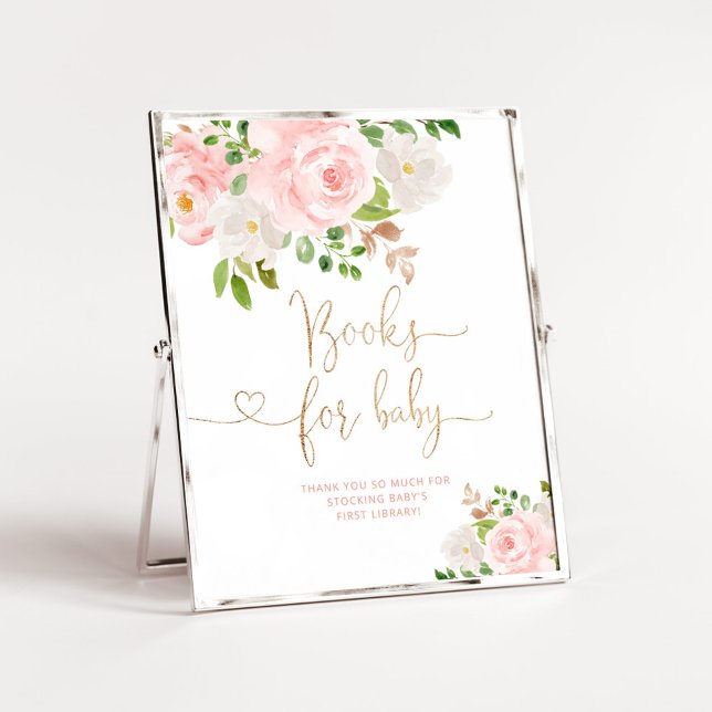 Poster Papier doré rose floral pour bébé Livres (Créateur téléchargé)