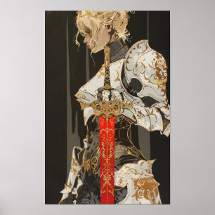 Poster Papier noir Double exposition Blanc Rouge SW Abstr