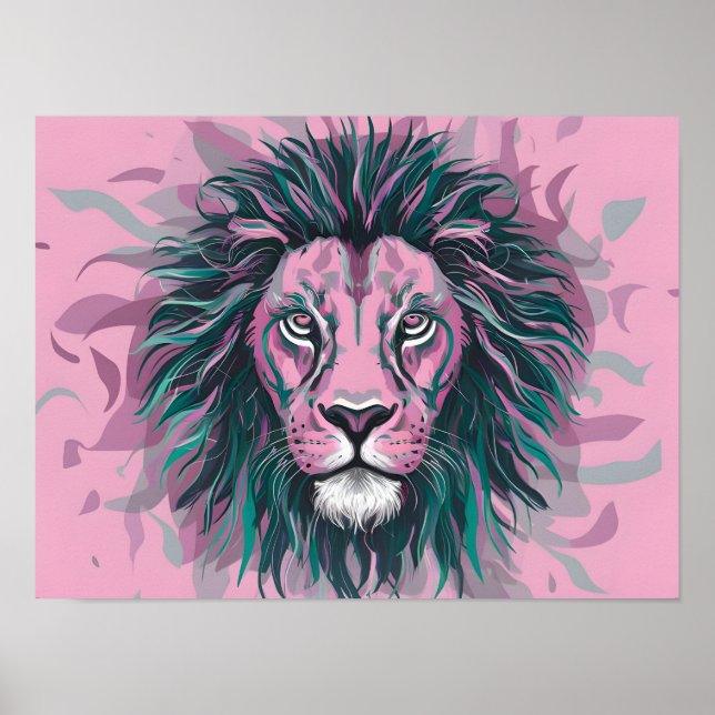 Poster Papier peint Abstrait Lion de couleur pastel (Devant)